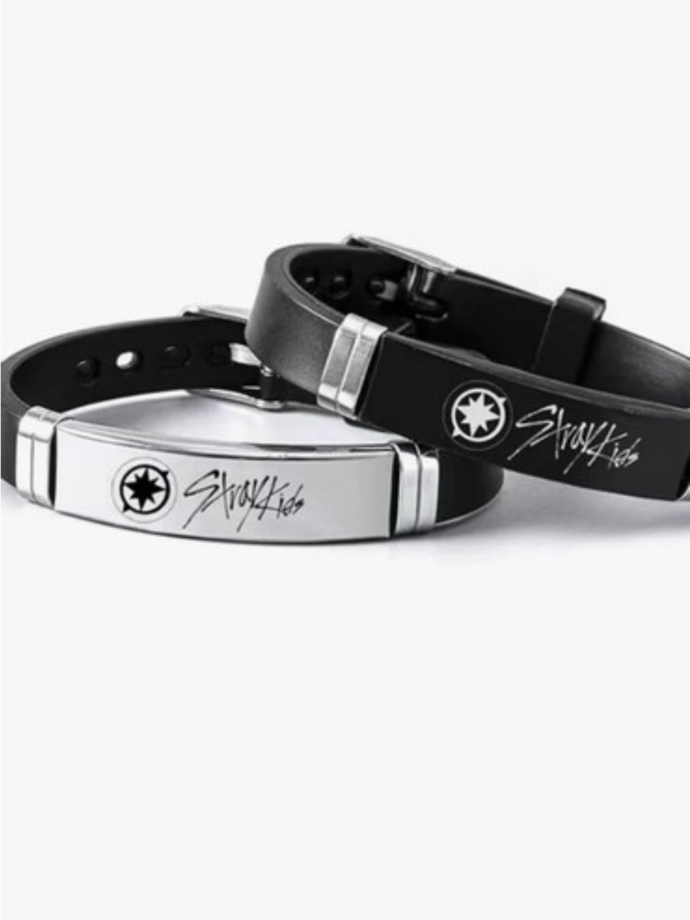 Stainless Steel Plate Black Leather Bracelet